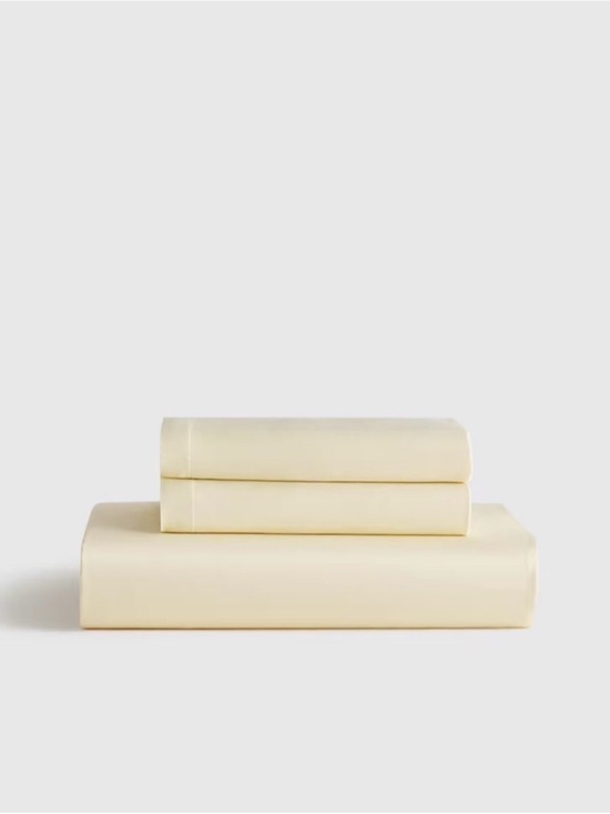 Quince Other - Quince European Linen Fitted Sheet Set in Butter Yellow Full